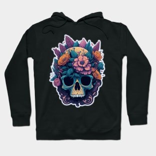 Skull with glasses and flowers Hoodie